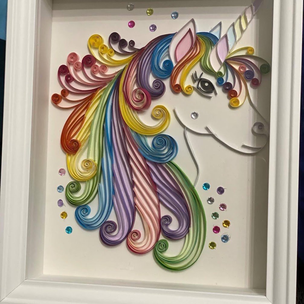 LICORNE QUILLING TABLEAU LICORNE