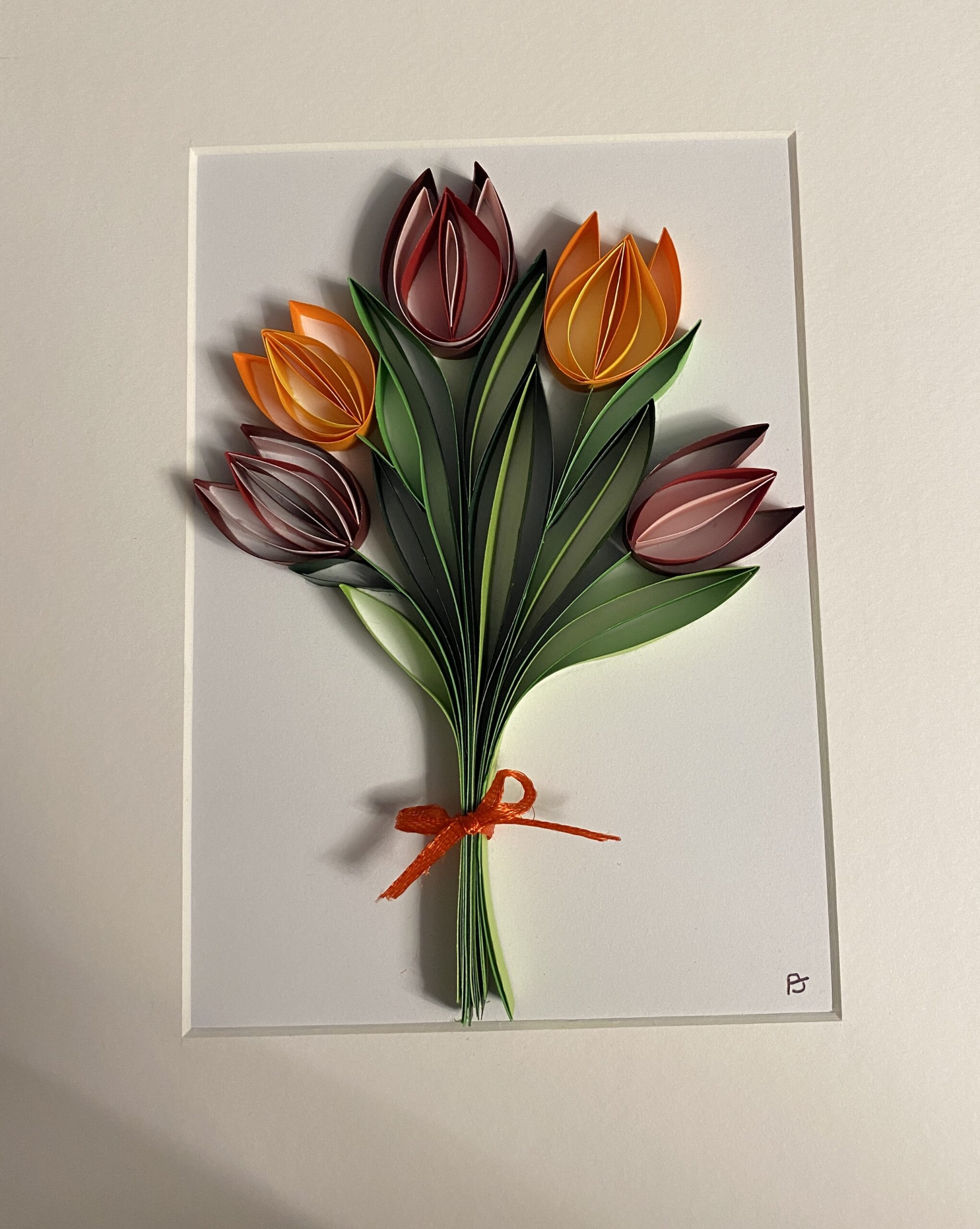 BOUQET DE TULIPES QUILLING TABLEAU BOUQET DE TULIPES