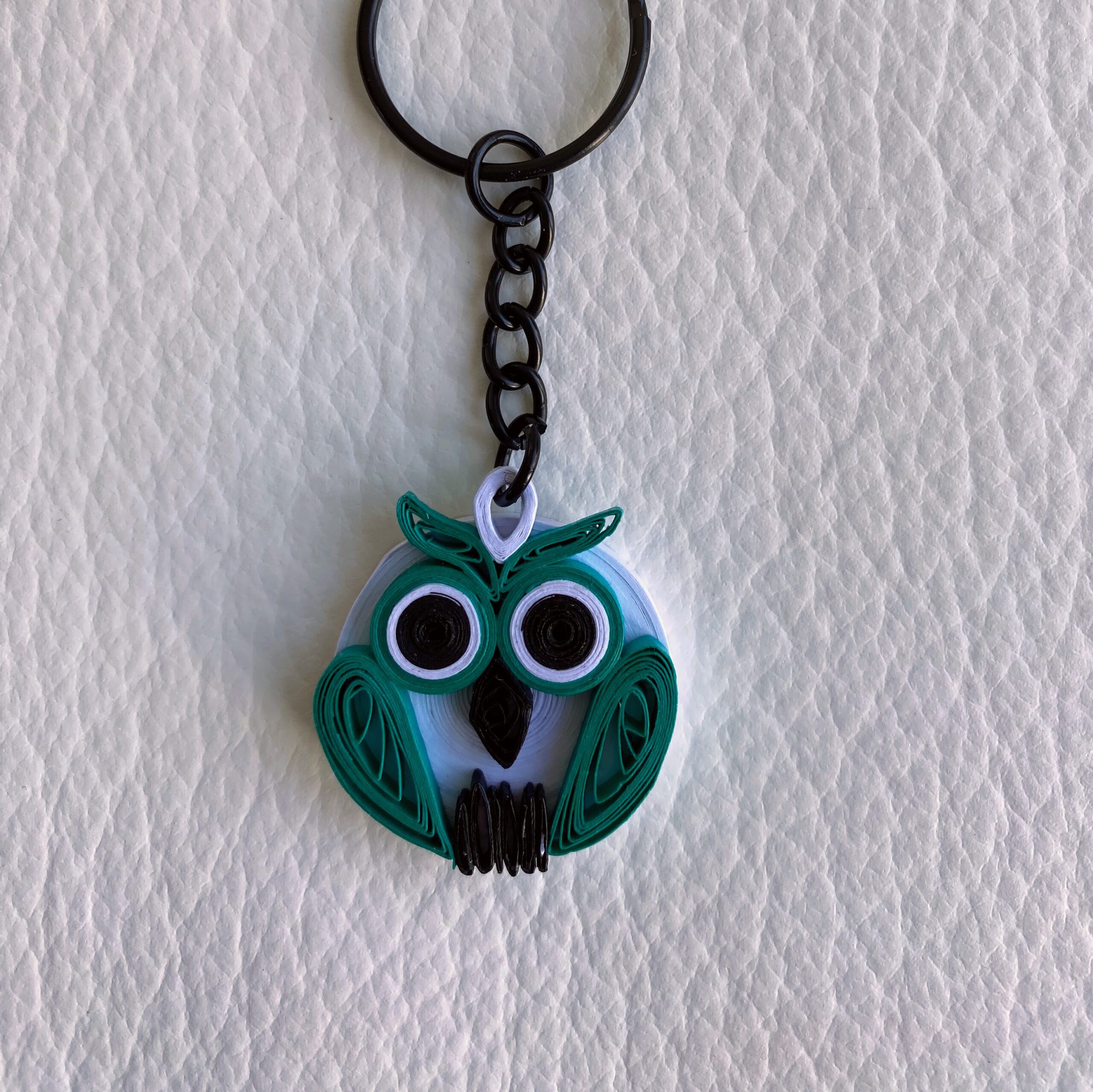 CHOUETTE VERTE QUILLING PORTE CLES CHOUETTES VERTES